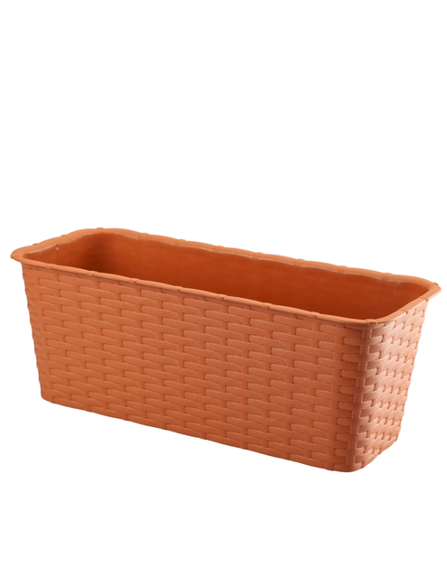 Zdjęcie: Doniczka balkonowa rattan 40 cm terakota VERDENIA