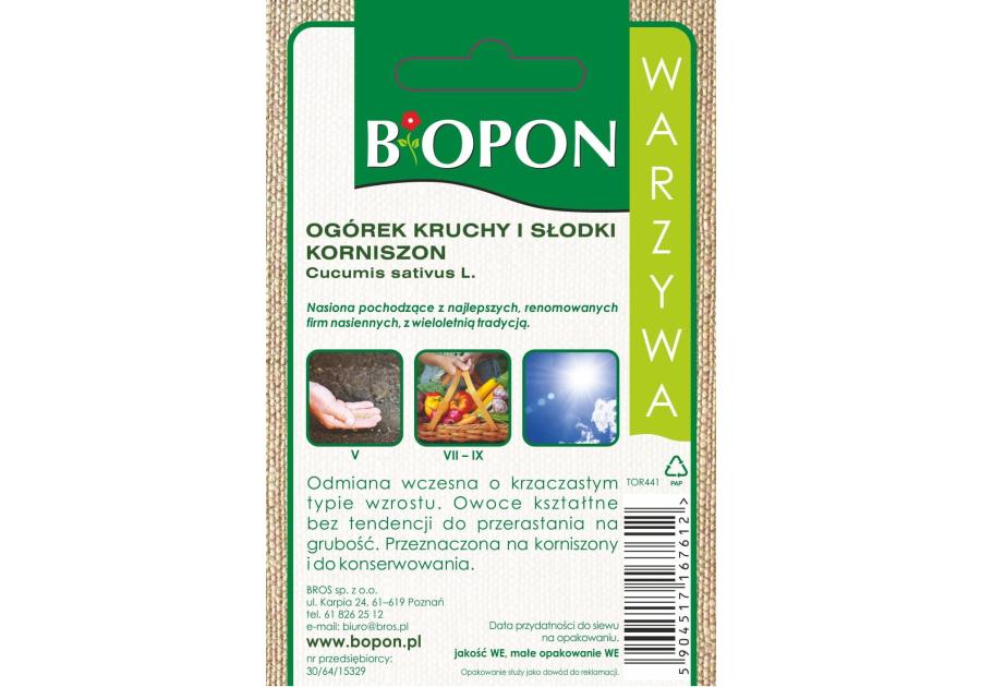 Zdjęcie: Ogórek kruchy i słodki korniszon 2 g BIOPON