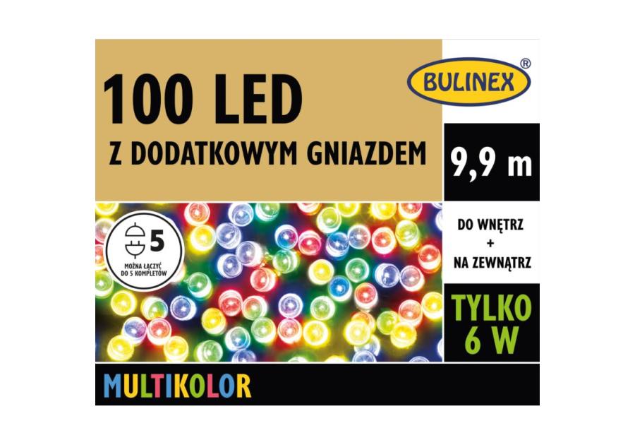 Zdjęcie: Lampki LED z dodatkowym gniazdem 9,9 m multikolor 100 lampek BULINEX