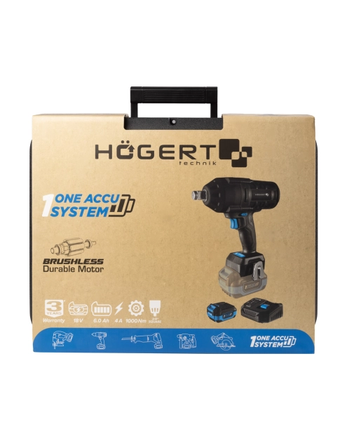 Zdjęcie: Klucz udarowy bezszczotkowy 1000 Nm 18 V zestaw HOGERT TECHNIK