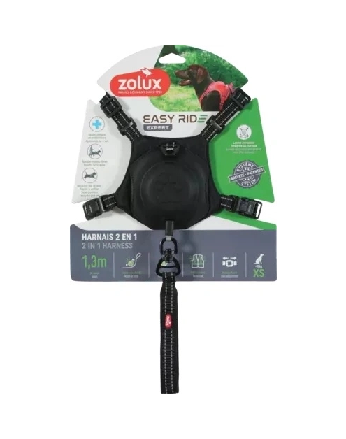 Zdjęcie: Szelki dla psa ze smyczą automatyczną Easyride XS czarne ZOLUX