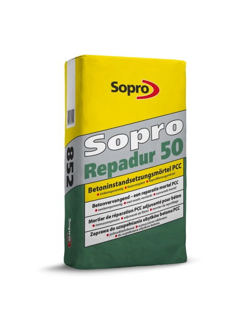 Zdjęcie: Zaprawa do uzupełnienia ubytków betonu PCC Repadur 50 25 kg SOPRO