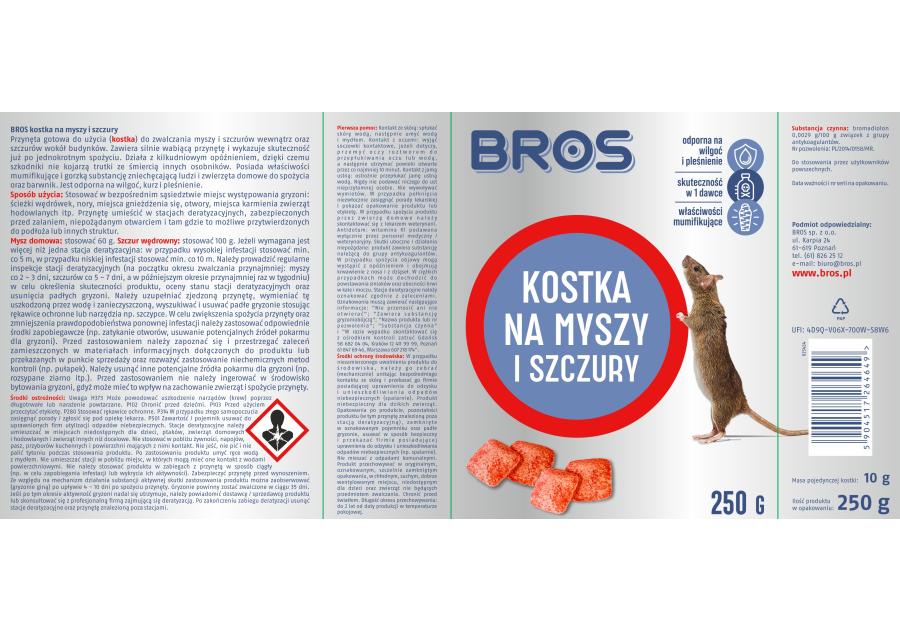 Zdjęcie: Kostka na myszy i szczury 250 g BROS