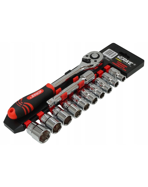 Zdjęcie: Zestaw nasadek z grzechotką i przedłużką 1/2 12PCS VERKE PREMIUM