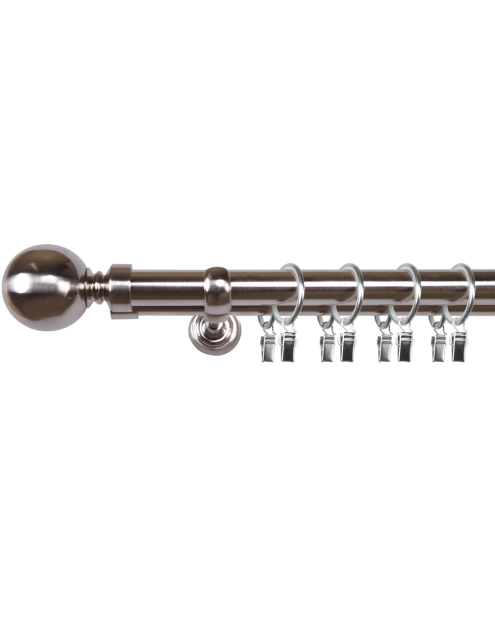 Zdjęcie: Karnisz podwójny Triest zakończenie kula 25x19 mm efekt stali 160 cm MARDOM