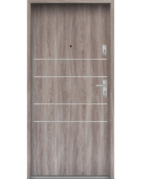 Zdjęcie: Drzwi wejściowe do mieszkań Bastion A-30 Dąb japoński 90 cm lewe ODO KR CENTER