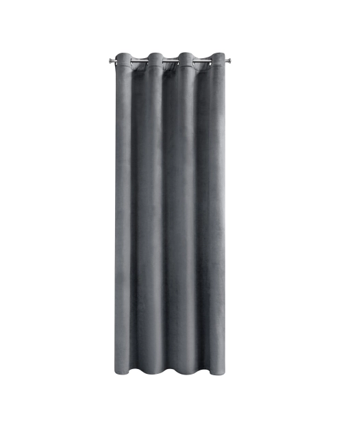 Zdjęcie: Zasłona z welwetu 135x250 cm na przelotkach grafitowa EUROFIRANY