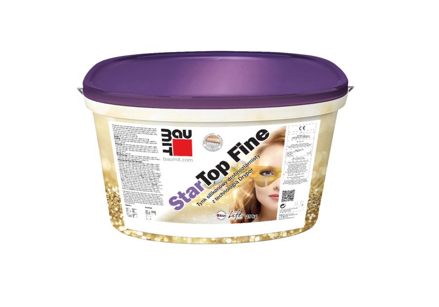Zdjęcie: Tynk silikonowy Premium StarTop Fine K1 - kolor biały Life 0019 -25 kg BAUMIT