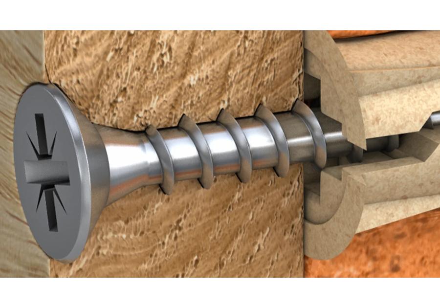 Zdjęcie: Kołek UNO Timber uniwersalny 8x32 mm z wkrętem 4,5x40 mm 20 szt. RAWLPLUG