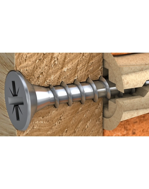 Zdjęcie: Kołek UNO Timber uniwersalny 8x32 mm z wkrętem 4,5x40 mm 20 szt. RAWLPLUG