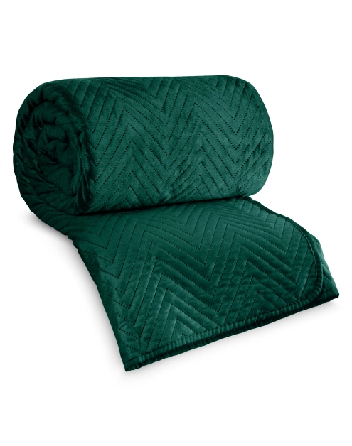 Zdjęcie: Narzuta welurowa Luiz 170x210 cm ciemnozielona EUROFIRANY