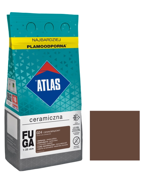 Zdjęcie: Fuga ceramiczna 024 ciemnobrązowy, alubag, 5 kg ATLAS