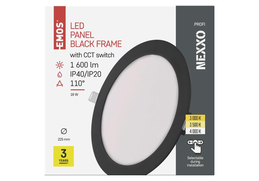 Zdjęcie: Panel LED wpuszczany Nexxo, okrągły, czarny, 18W, CCT EMOS