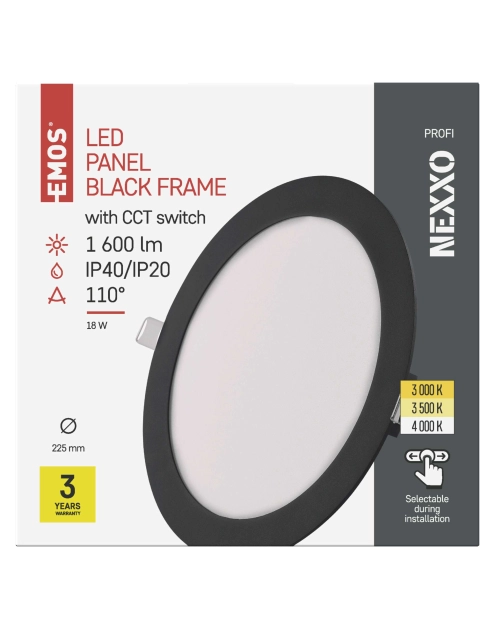Zdjęcie: Panel LED wpuszczany Nexxo, okrągły, czarny, 18W, CCT EMOS