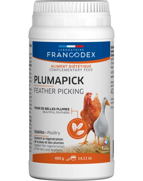 Zdjęcie: Preparat dla drobiu stymulujący wzrost piór Pluma-Pick 400 g FRANCODEX