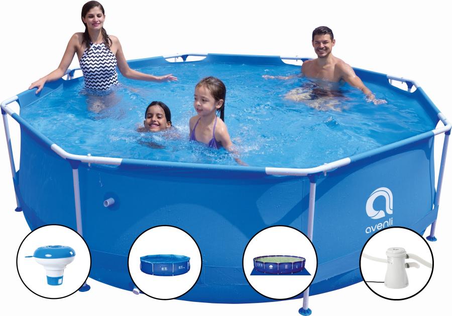 Zdjęcie: Basen ze stelażem i filtrem, przykryciem, podkładka, pływak 1136 L/H 300 cm AVENLI