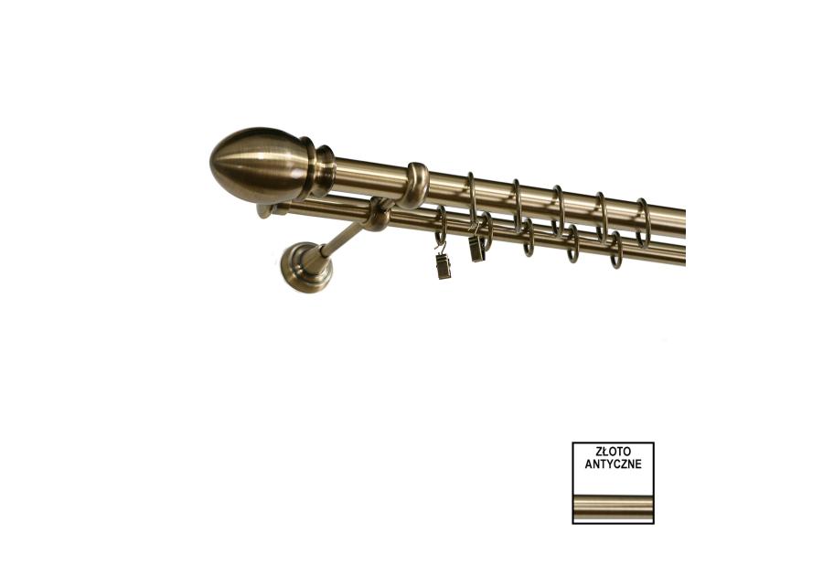 Zdjęcie: Karnisz podwójny Zeus fi 25 mm - 160 cm owal złoto KARWEL