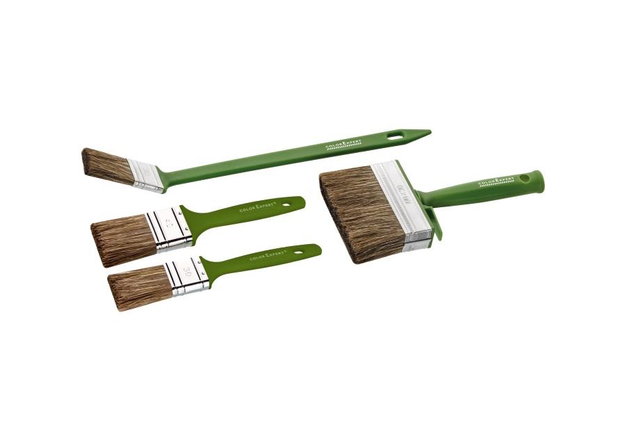 Zdjęcie: Zestaw pędzli 4-częściowy, profil płaski 30, 50 mm, kątowy 35 mm, mini ławkowiec 30x100 COLOR EXPERT