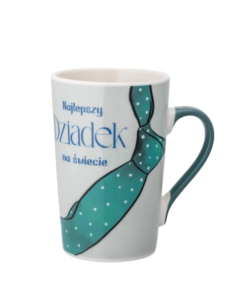 Zdjęcie: Kubek stożek wysoki Najlepszy dziadek 430 ml dekoracja zielony krawat ALTOM DESIGN