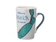 Zdjęcie: Kubek stożek wysoki Najlepszy dziadek 430 ml dekoracja zielony krawat ALTOM DESIGN