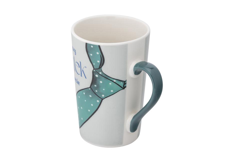 Zdjęcie: Kubek stożek wysoki Najlepszy dziadek 430 ml dekoracja zielony krawat ALTOM DESIGN