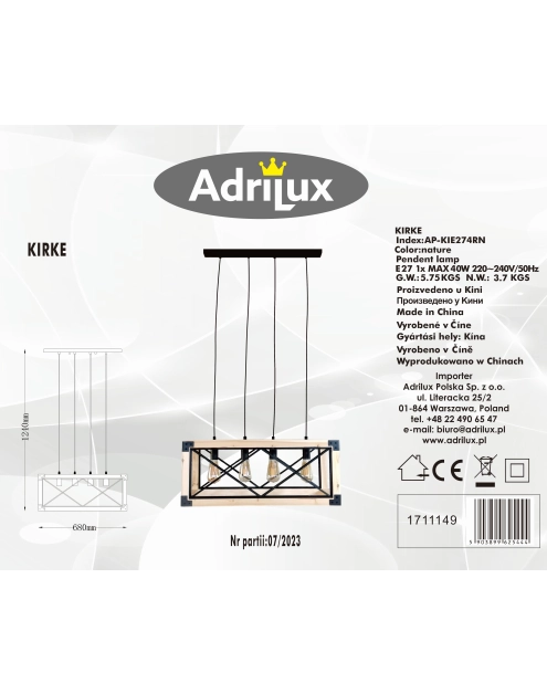 Zdjęcie: Kinkiet Kirke ADRILUX