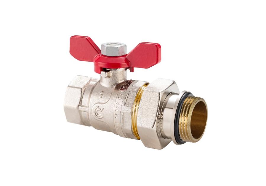 Zdjęcie: Zawór kulowy 11/4" w/z z półśrubunkiem, o-ringiem i motylkiem CALIDO