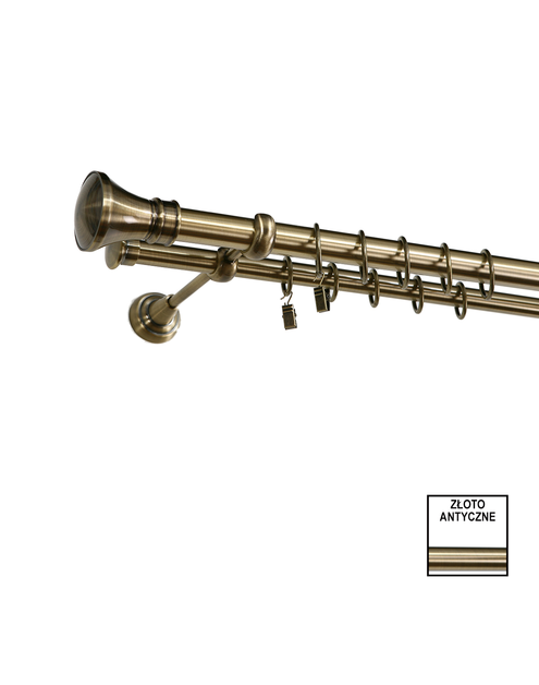 Zdjęcie: Karnisz podwójny Zeus fi 25 mm - 240 cm colloseum złoto KARWEL