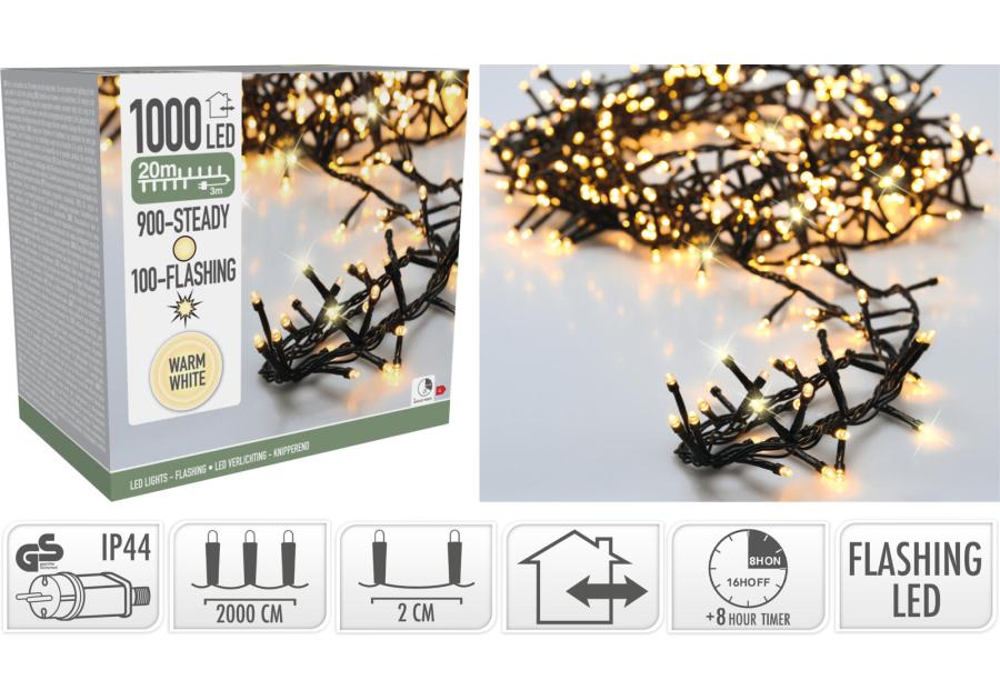 Zdjęcie: Łańcuch świetlny 20 m 1000 led ciepły biały KOOPMAN