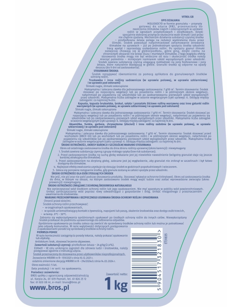Zdjęcie: Preparat zwalczający ślimaki Vitrol GB 1 kg BROS