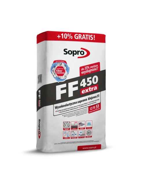 Zdjęcie: Wysokoelastyczna zaprawa klejowa extra S1 FF 450 20 kg SOPRO
