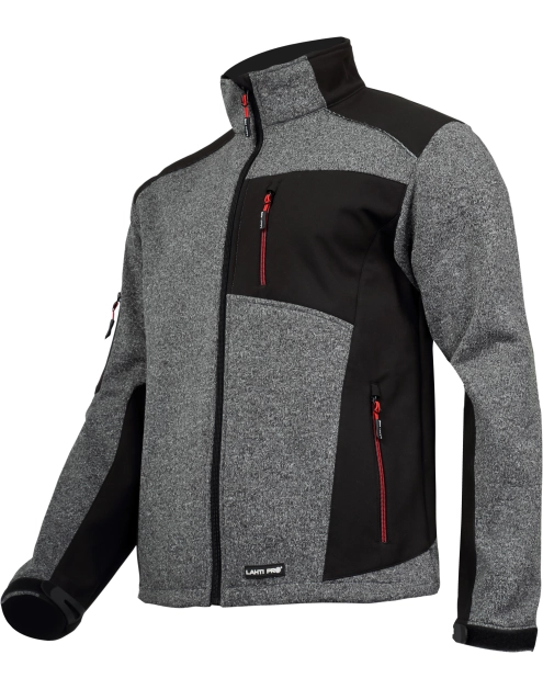 Zdjęcie: Kurtka sweter wstawki softshell, szaro-czarna, S, CE, LAHTI PRO