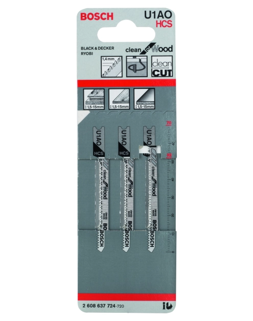 Zdjęcie: Brzeszczot do wyrzynarki U1AO, 3 sztuki BOSCH