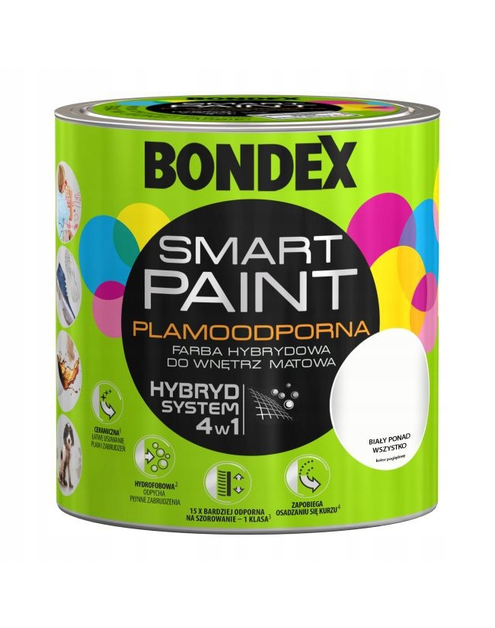 Zdjęcie: Farba plamoodporna biały ponad wszystko 2,5 L BONDEX SMART PAINT