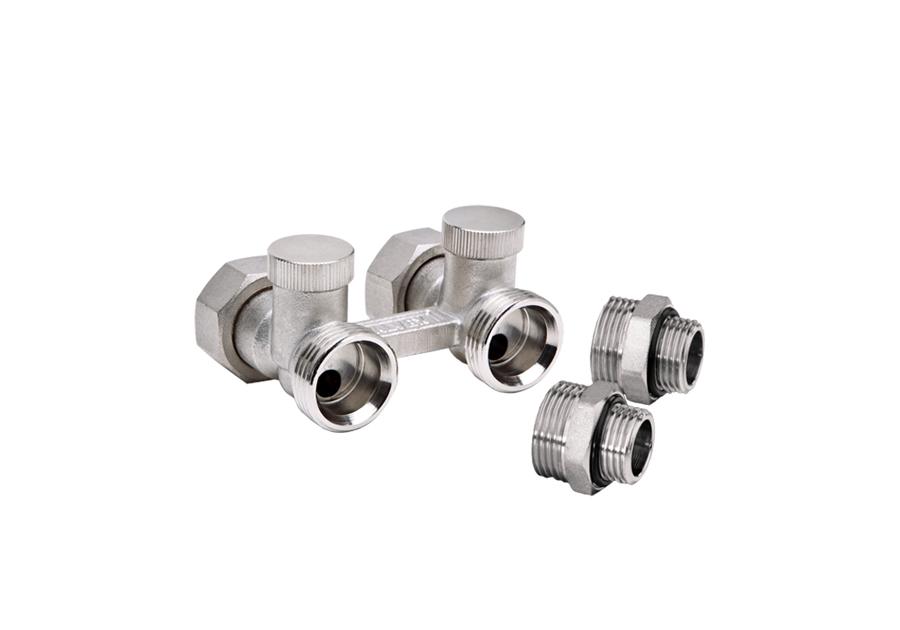 Zdjęcie: Zespół odcinający prosty Fusion 3 z 2 przyłączami G1/2X3/4 niklowany VALVEX