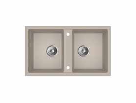 Zlewozmywak granitowy Bravo New 2-komorowy piaskowy, 76x44x19,5 cm syfon manualny MILÓ