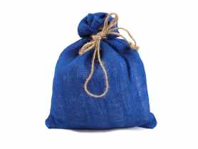 Worek jutowy prezentowy 26x30 cm niebieski dekoracyjny TIN TOURS