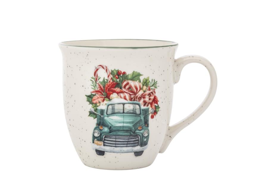 Zdjęcie: Kubek baryłka duża z rantem 630 ml dekoracja zielony świąteczny samochód ALTOM DESIGN