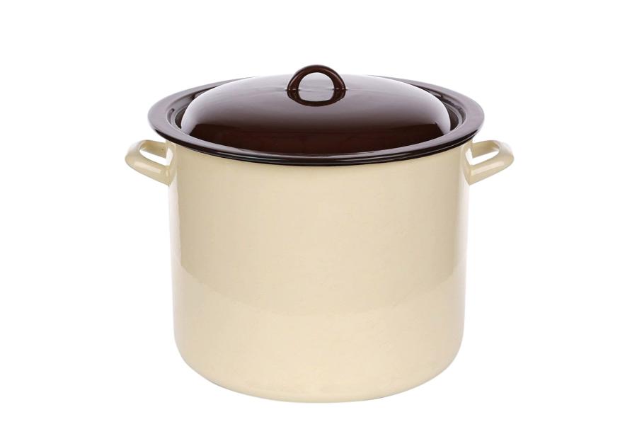 Zdjęcie: Garnek prosty 16,6 L - 30 cm kremowy ciemny środek z pokrywą SILESIA