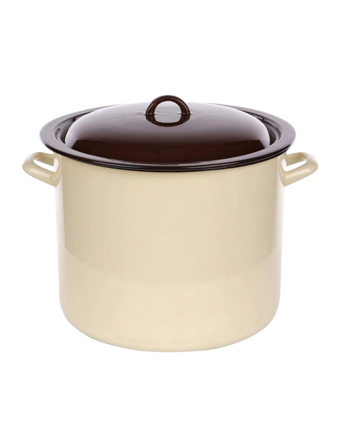 Zdjęcie: Garnek prosty 16,6 L - 30 cm kremowy ciemny środek z pokrywą SILESIA