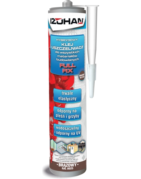 Zdjęcie: Klej i uszczelniacz hybrydowy Full-Fix brązowy RAL 8025, 290 ml uniwersalny IZOHAN
