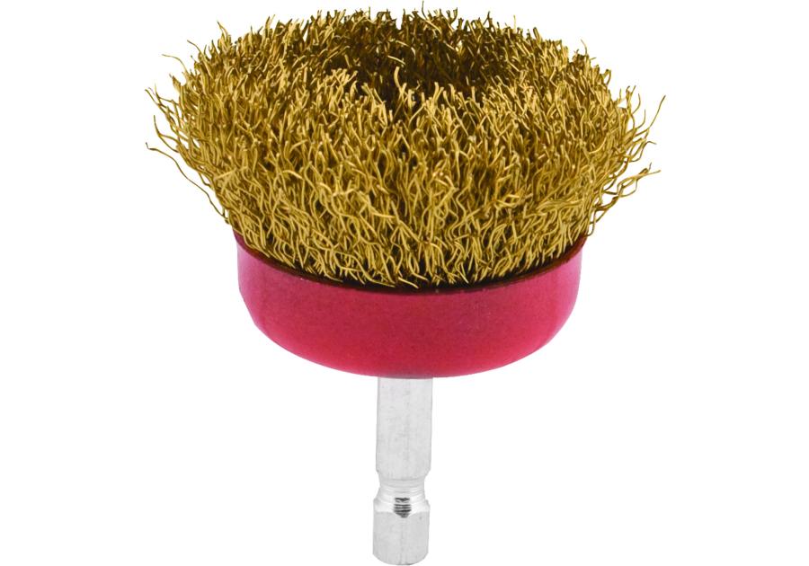 Zdjęcie: Szczotka doczołowa z trzpieniem 50 mm mosiądz do wiertarki - blister - RAWLPLUG