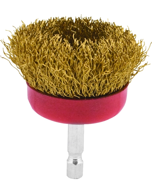 Zdjęcie: Szczotka doczołowa z trzpieniem 50 mm mosiądz do wiertarki - blister - RAWLPLUG