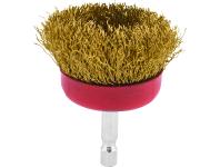 Zdjęcie: Szczotka doczołowa z trzpieniem 50 mm mosiądz do wiertarki - blister - RAWLPLUG