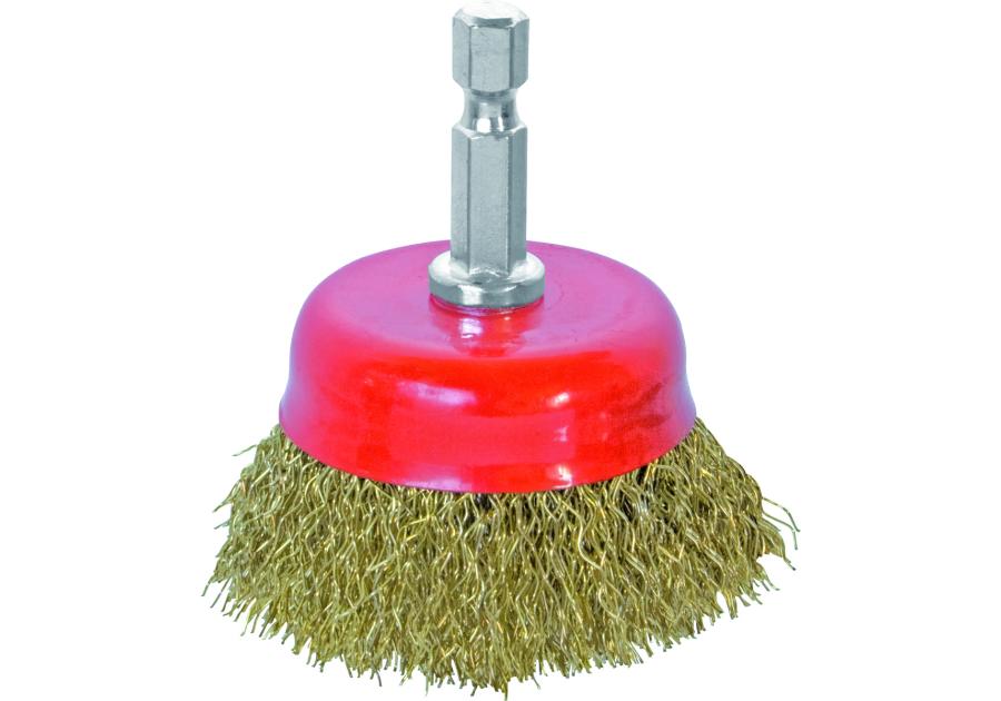 Zdjęcie: Szczotka doczołowa z trzpieniem 50 mm mosiądz do wiertarki - blister - RAWLPLUG