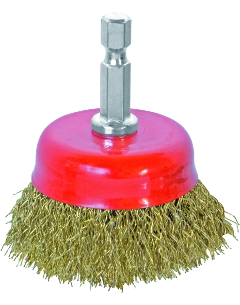 Zdjęcie: Szczotka doczołowa z trzpieniem 50 mm mosiądz do wiertarki - blister - RAWLPLUG