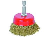 Zdjęcie: Szczotka doczołowa z trzpieniem 50 mm mosiądz do wiertarki - blister - RAWLPLUG