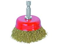 Zdjęcie: Szczotka doczołowa z trzpieniem 50 mm mosiądz do wiertarki - blister - RAWLPLUG