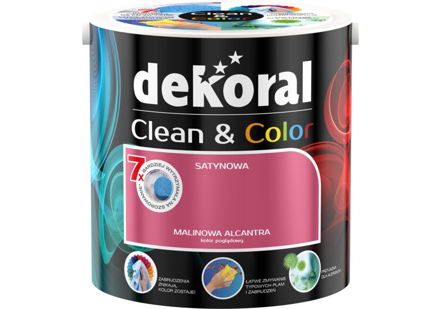 Zdjęcie: Farba satynowa Clean&Color 2,5 L malinowa alcantra DEKORAL