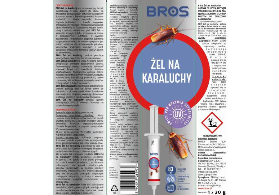 Zdjęcie: Żel na karaluchy 20 g BROS